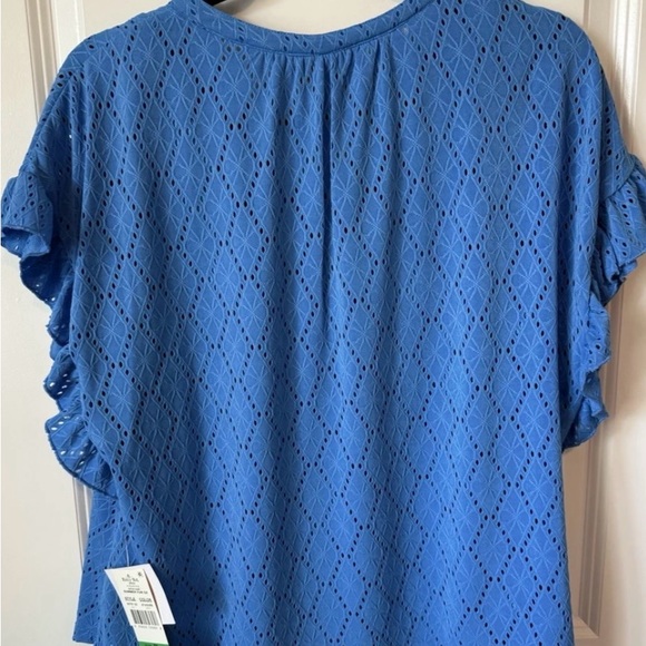 Ruby Rd. Azure Blue Eyelet Top-NWT - Picture 2 of 3